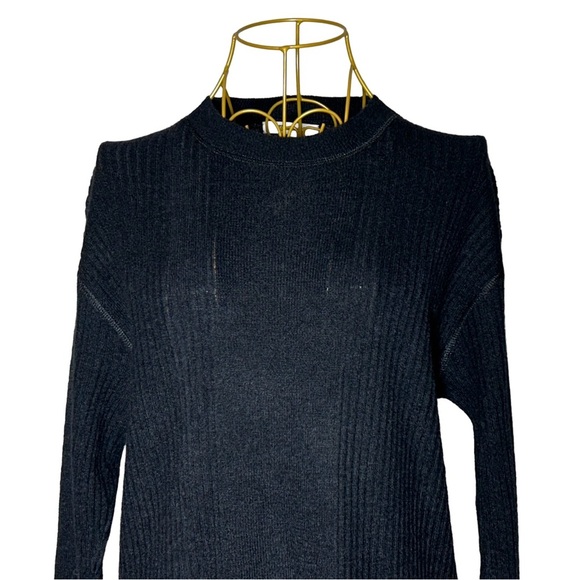 NWT Madewell OVERSIZED Black Ribbed Alpaca-Blend, Soft Crewneck Sweater, XXS - Picture 9 of 15